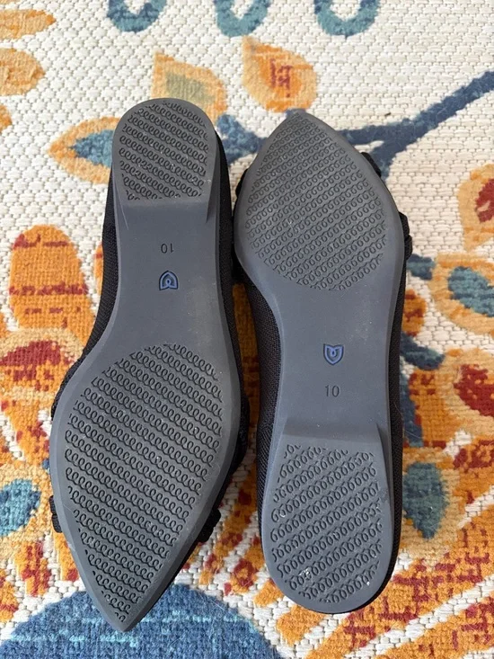 Rothy's Black Pointed Knit Bow Flats with Blue Trim size 10 - Picture 3 of 3